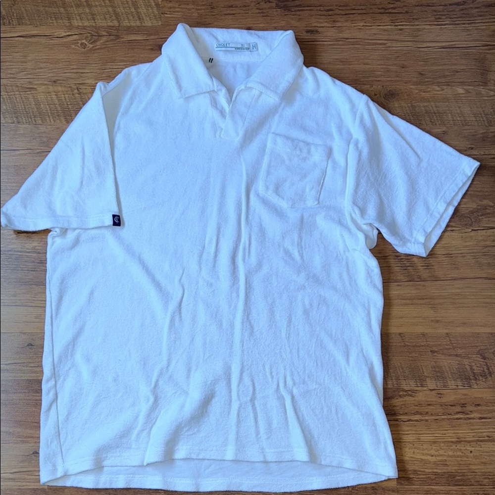 Men’s Criquet terry cloth white Polo Shirt NWOT